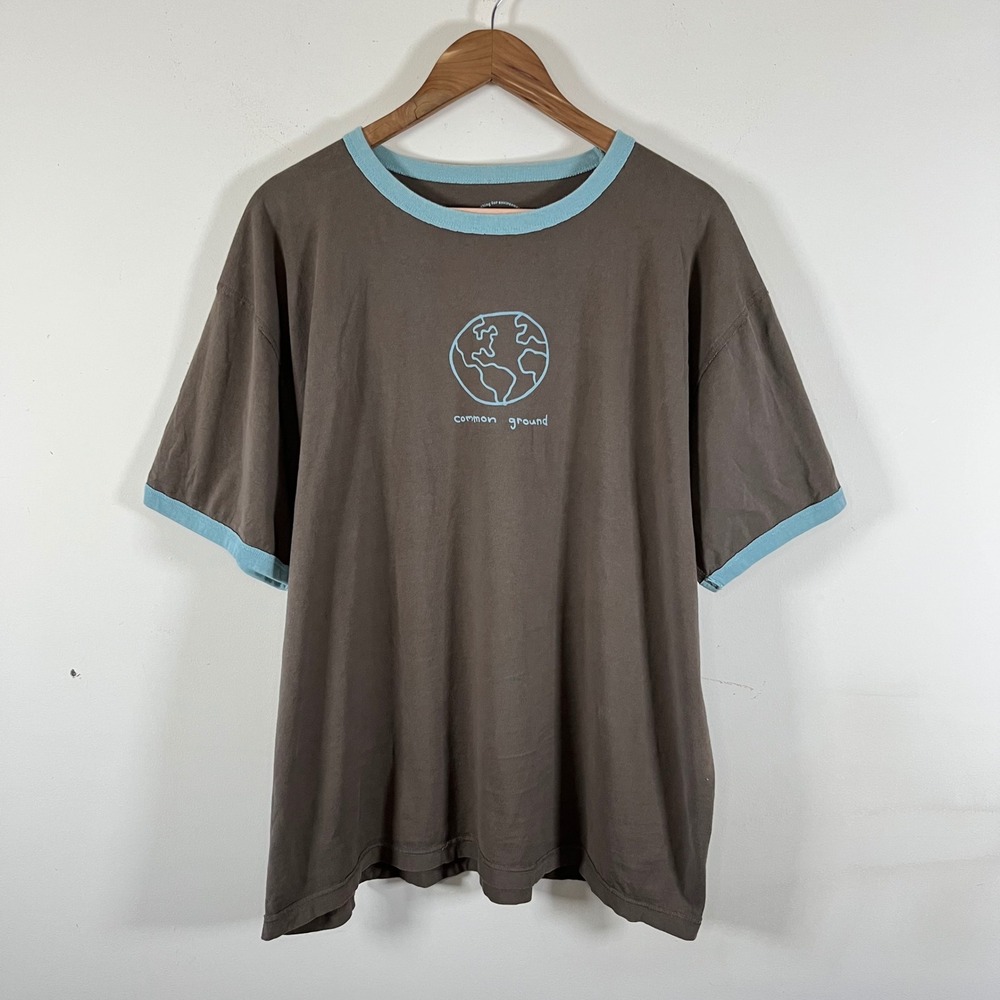Life Is Good Good Karma Organic Cotton Ringer T-Shirt Brown Blue Gorpcore XL